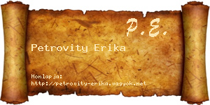 Petrovity Erika névjegykártya